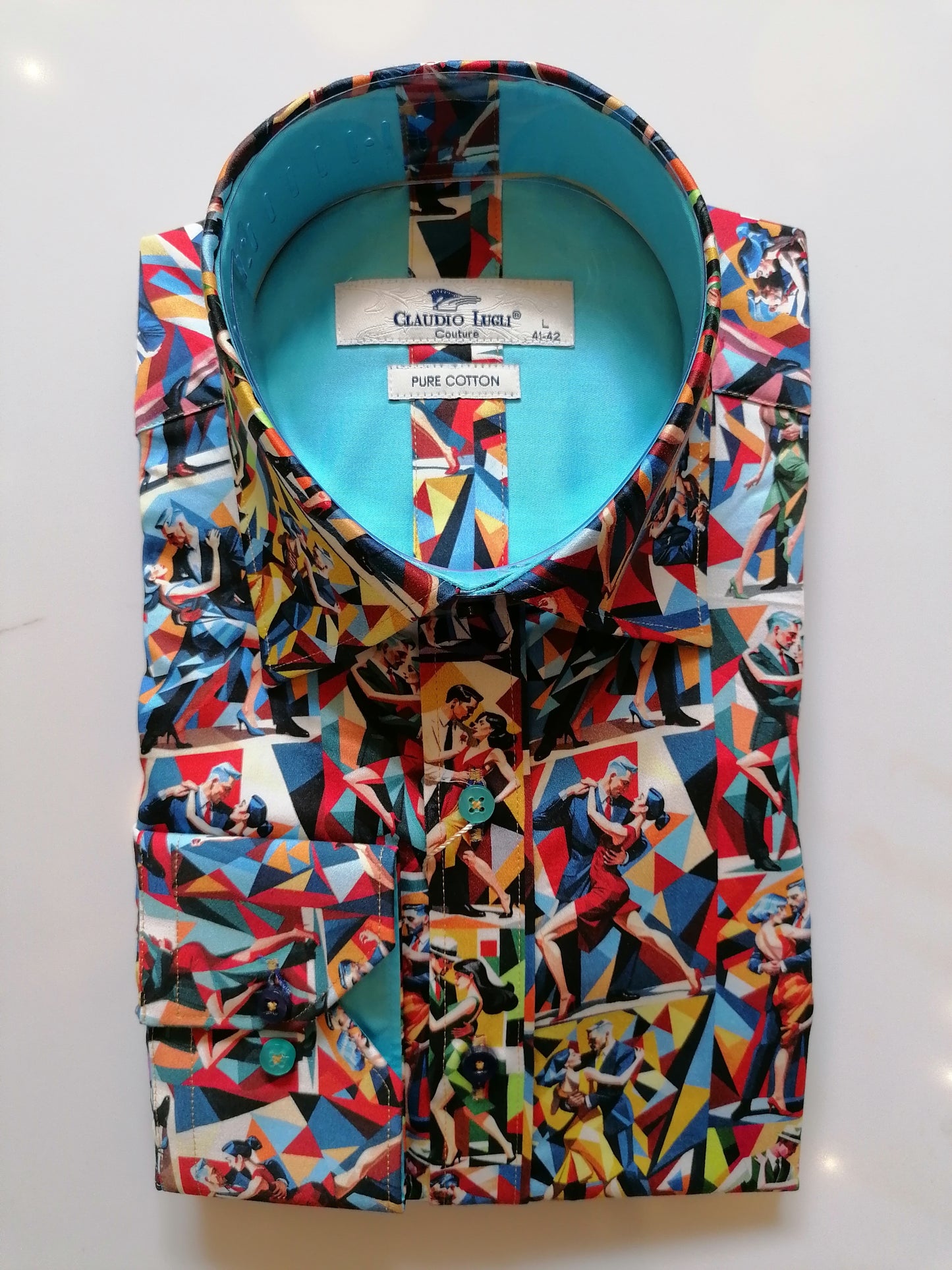 Aqua Ballroom Dancing Print shirt