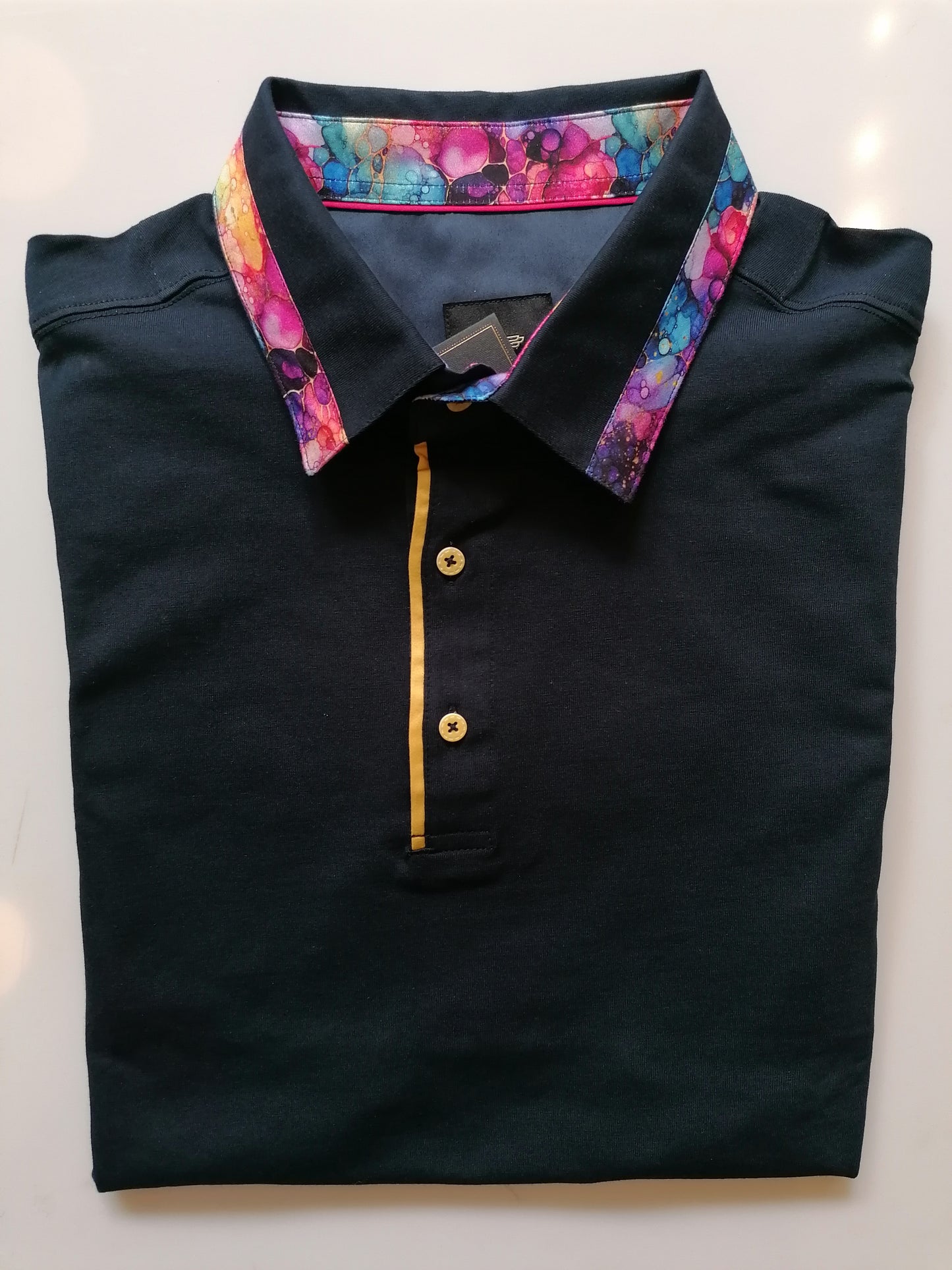 Men's Navy Bubbles Trim Polo Shirt