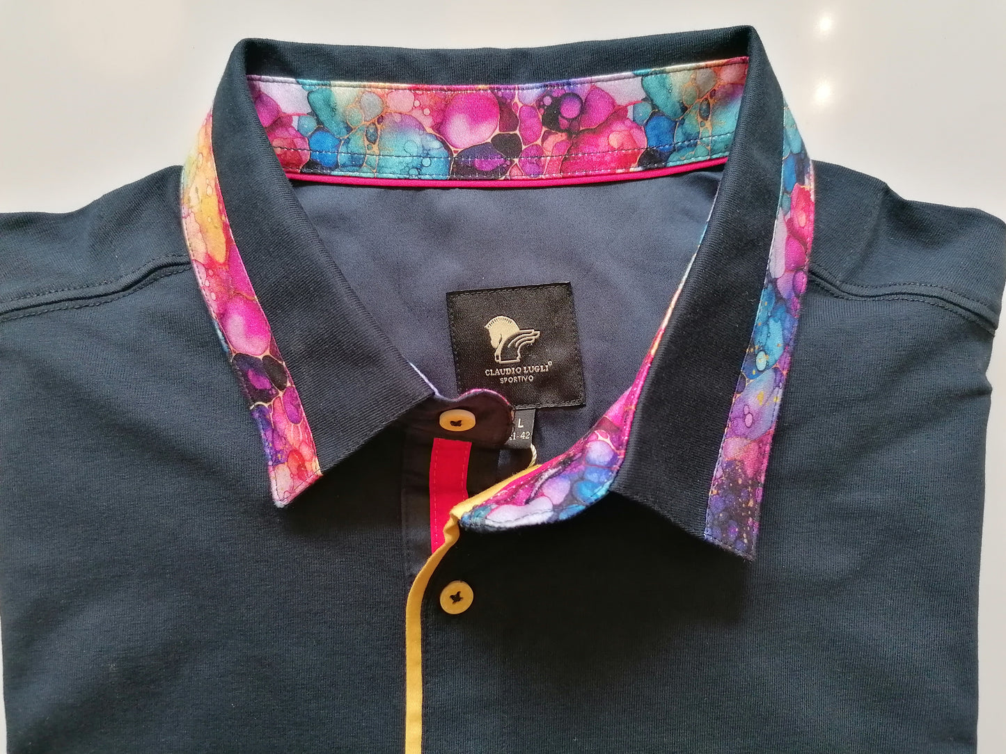 Men's Navy Bubbles Trim Polo Shirt