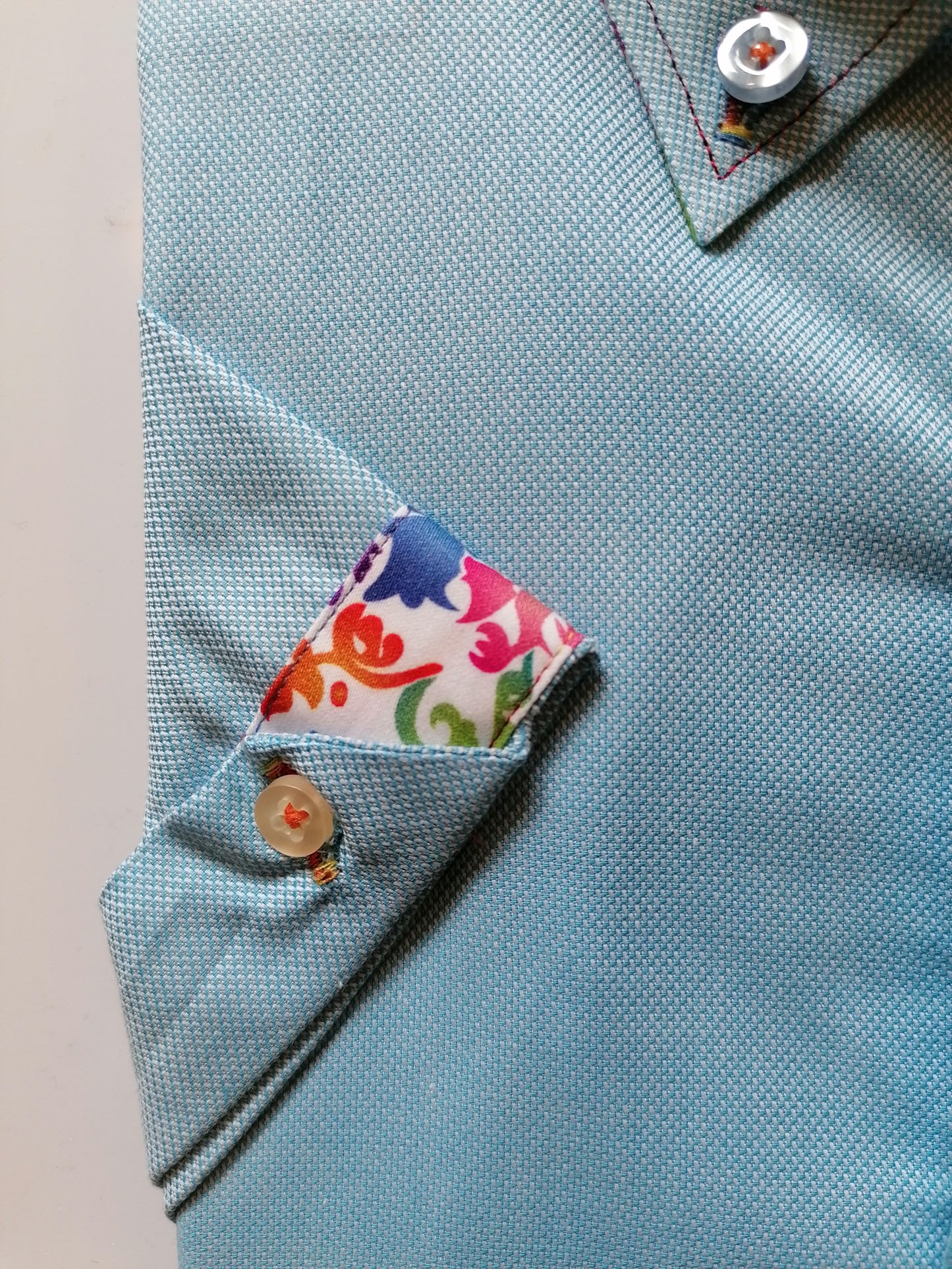 Aqua Short Sleeve Oxford Pique Shirt