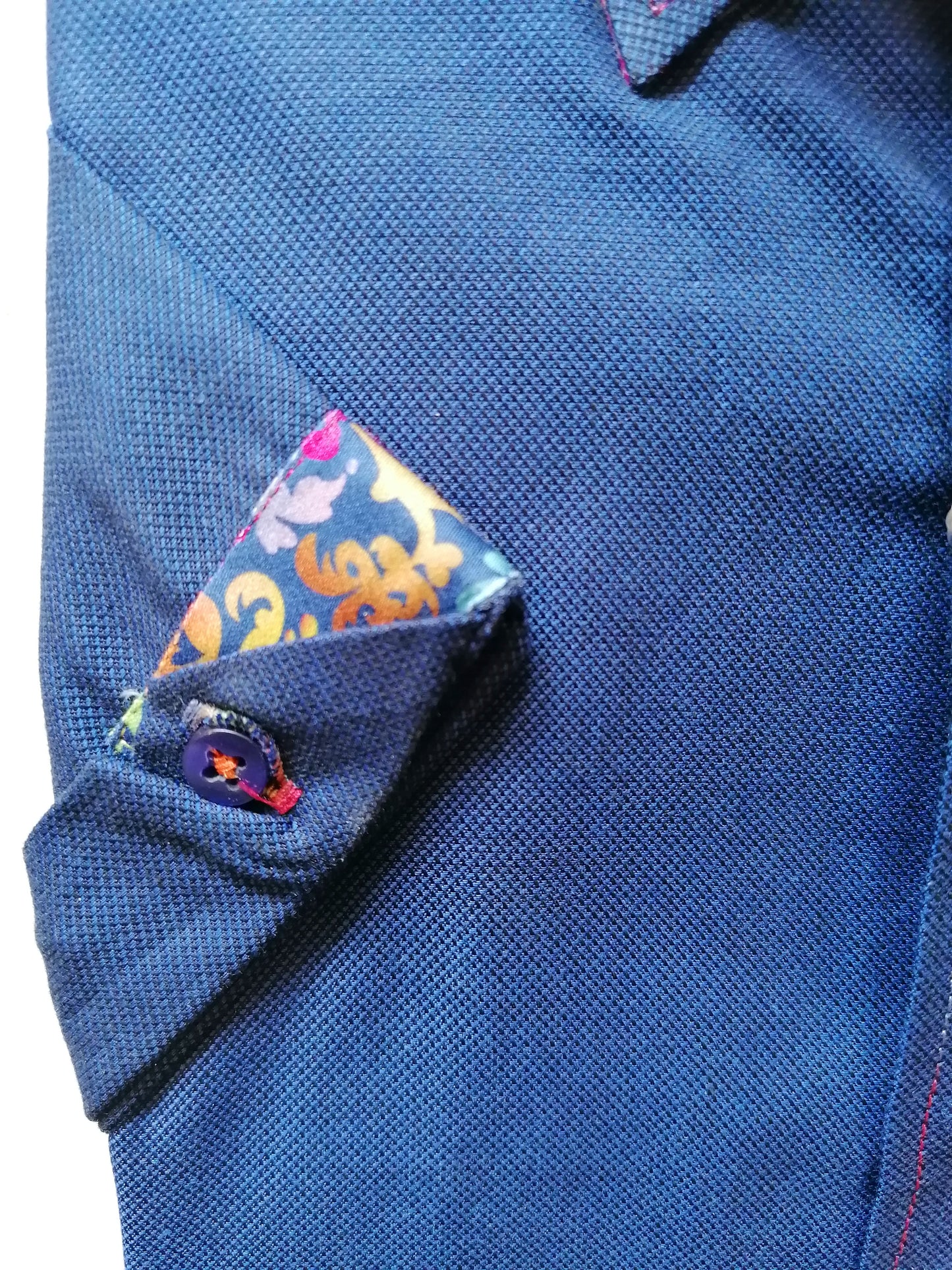 Navy Short Sleeve Oxford Pique Shirt