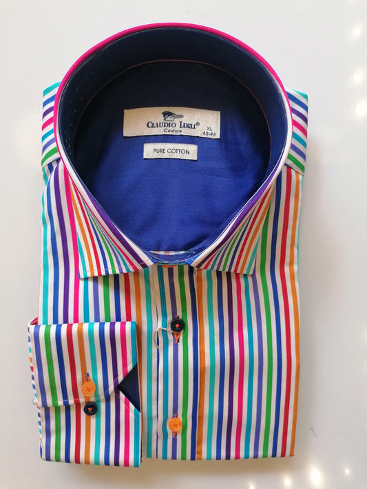 Stripe Royal Multi Coloured Print shirt