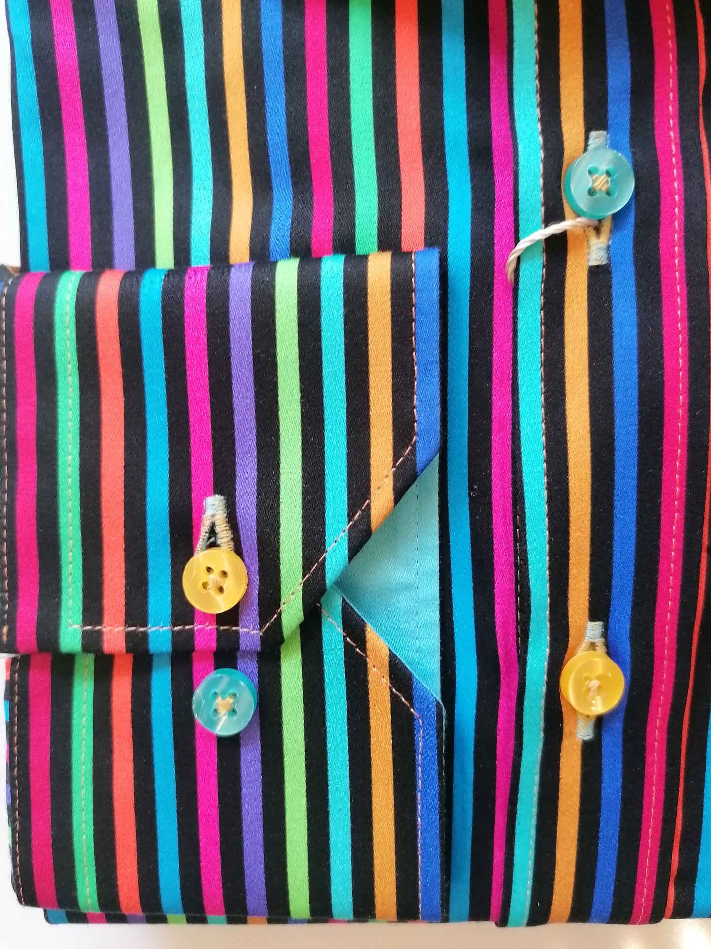 Stripe Aqua Multi Coloured Print shirt