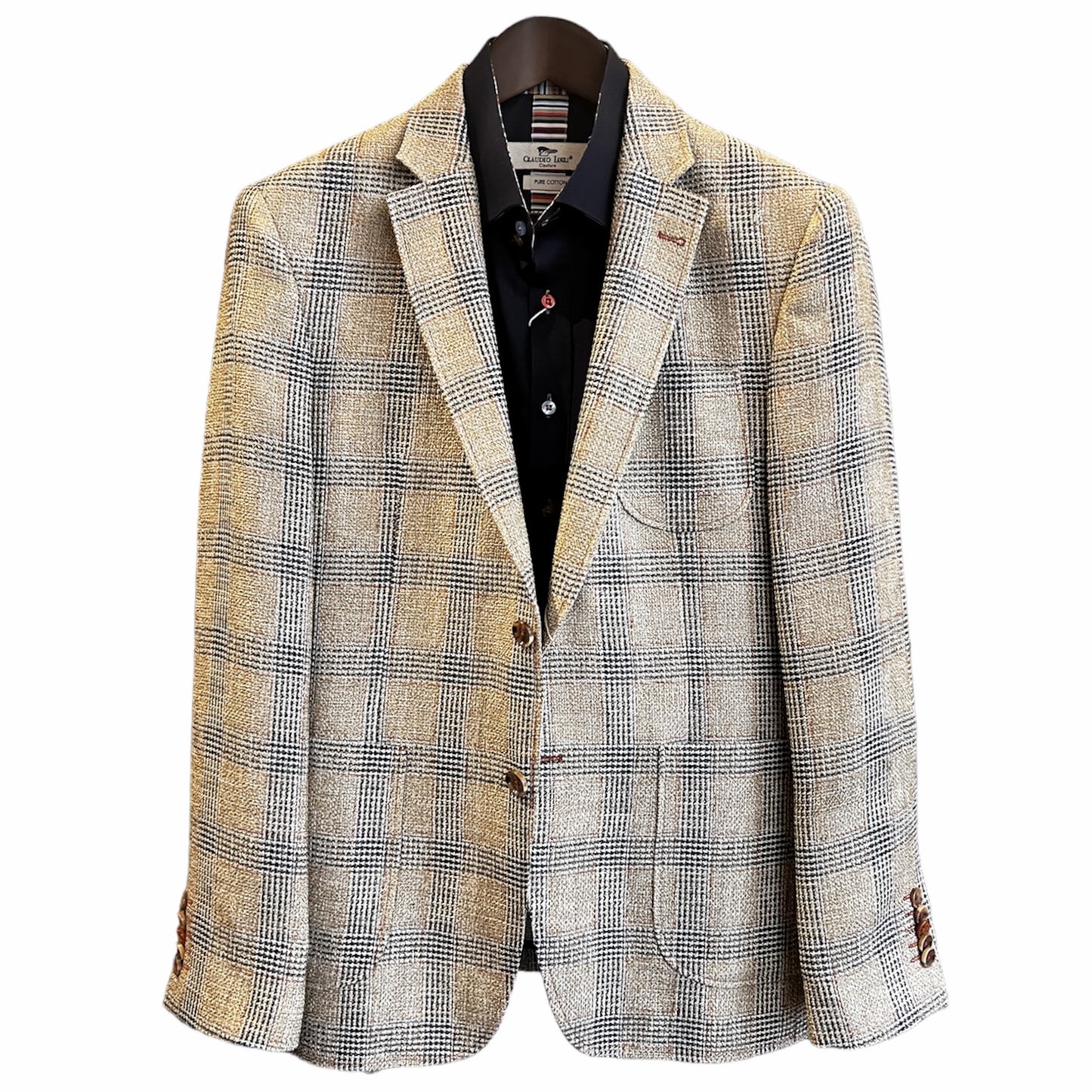 Beige Large Check Jacket - CL2307