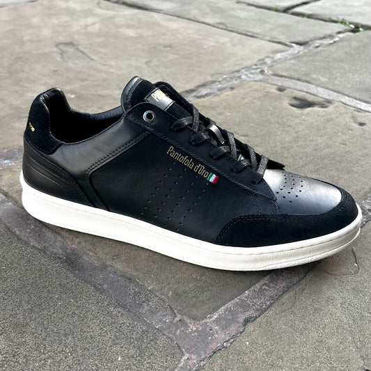 "Bellagio" Black Leather Sneaker