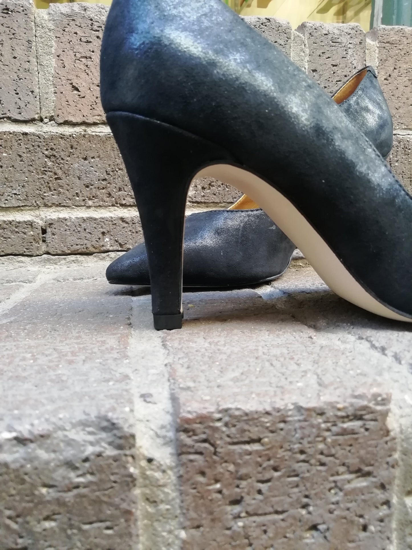 Caprice Black Pearl Leather Heeled Court Shoe. Only a size 3.5 left.
