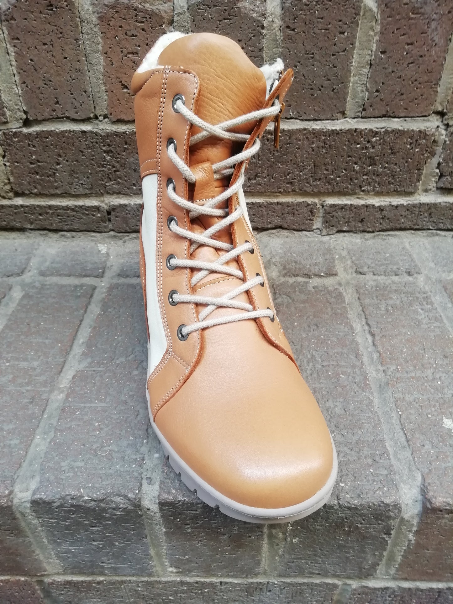 Adesso Autumn Toffee & Cream Lace Up Boot