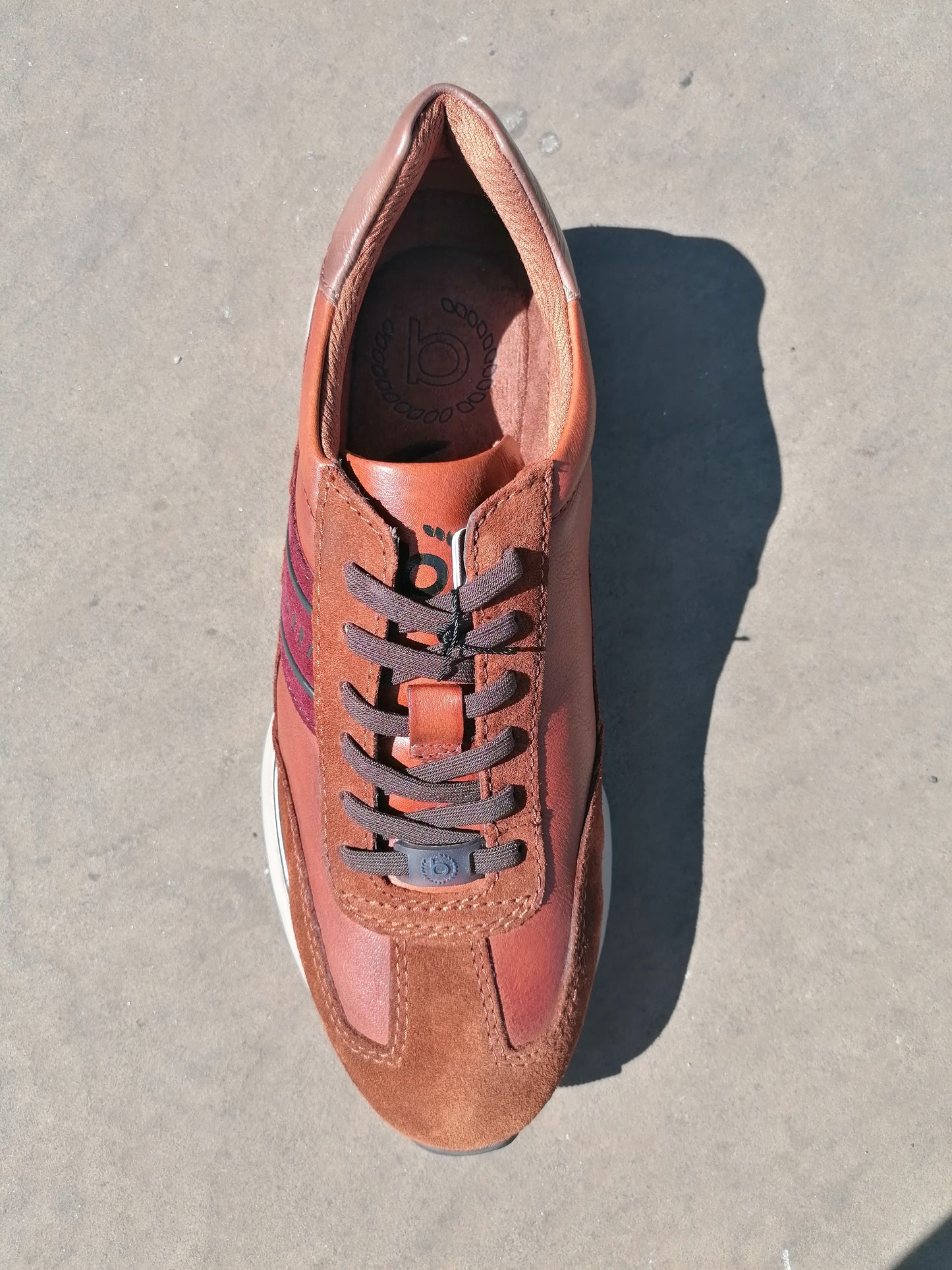Lace Up Leather and Suede Sneaker Cognac