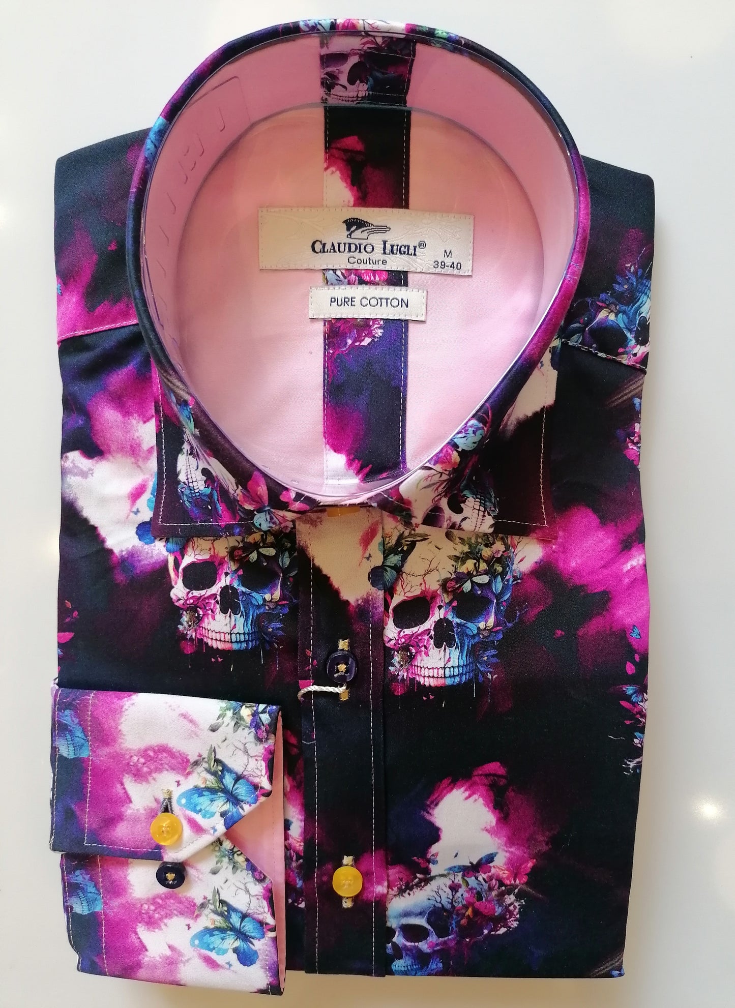 Purple Skulls & Butterfly Print shirt