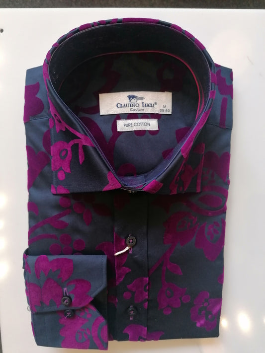 Purple Flocked Print shirt