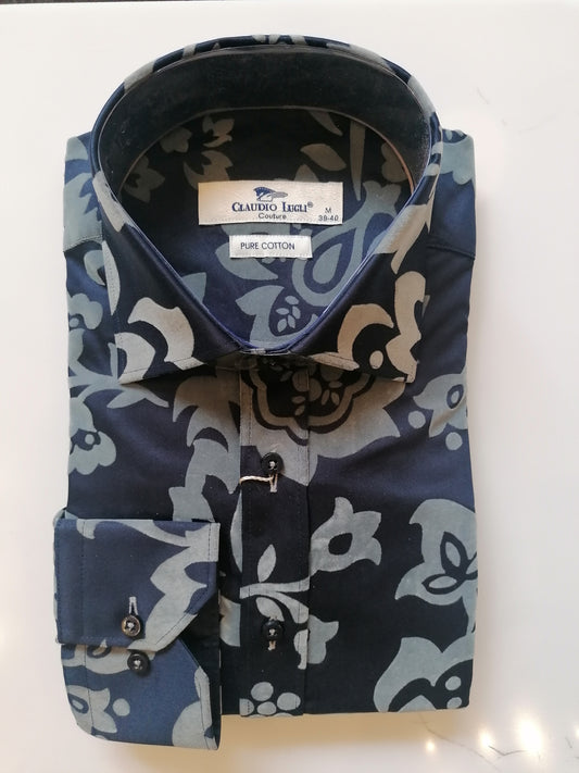 Grey Flocked Print shirt