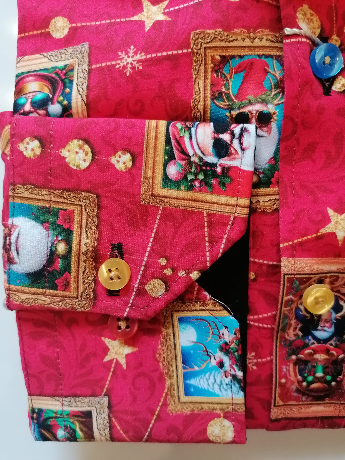 Red Christmas Santa in Shade's & Reindeer Print Shirt