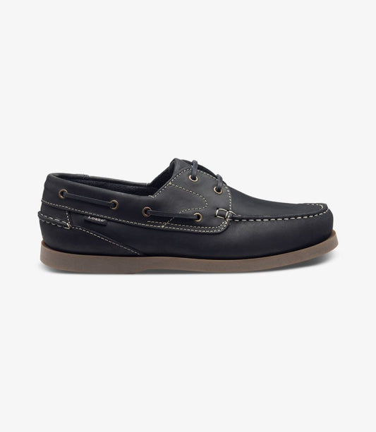 Loake Lymington Boat Shoe Navy Blue Nubuck