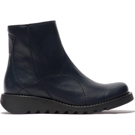 Fly London Sagu014 Naomi Navy Ankle Boot with side zip.