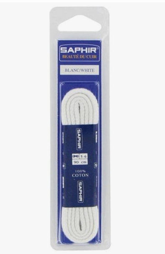 Saphir White - Blanc 100% Cotton Round Laces 90 cm 5-6 holes