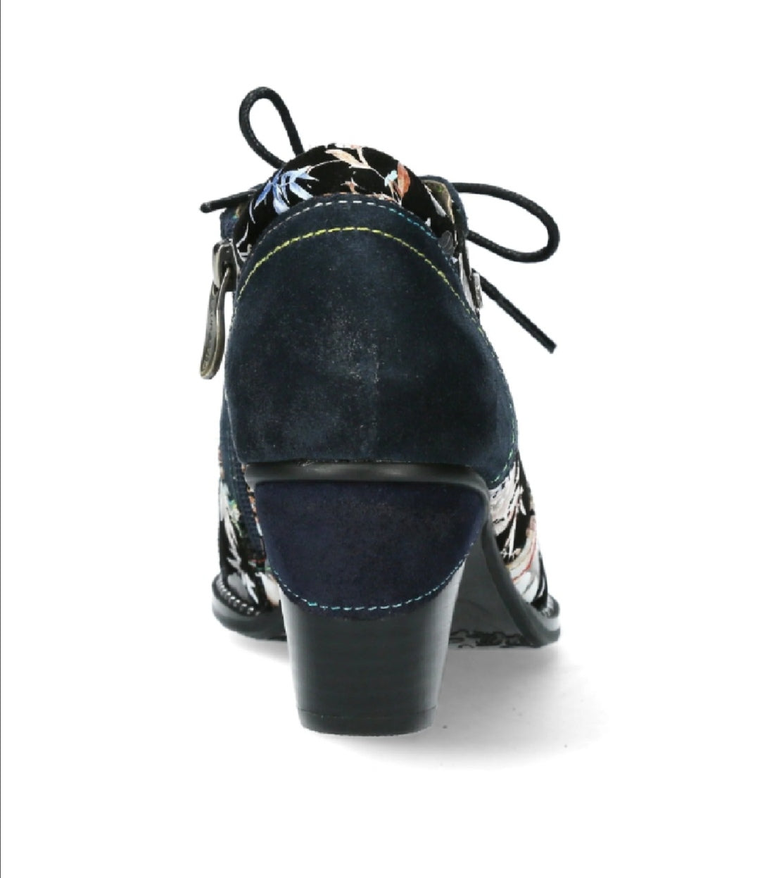 Laura Vita Alcizeeo 221 Blue Bleu Lace Up Shoe Boot with Side Zip and Mid Heel.