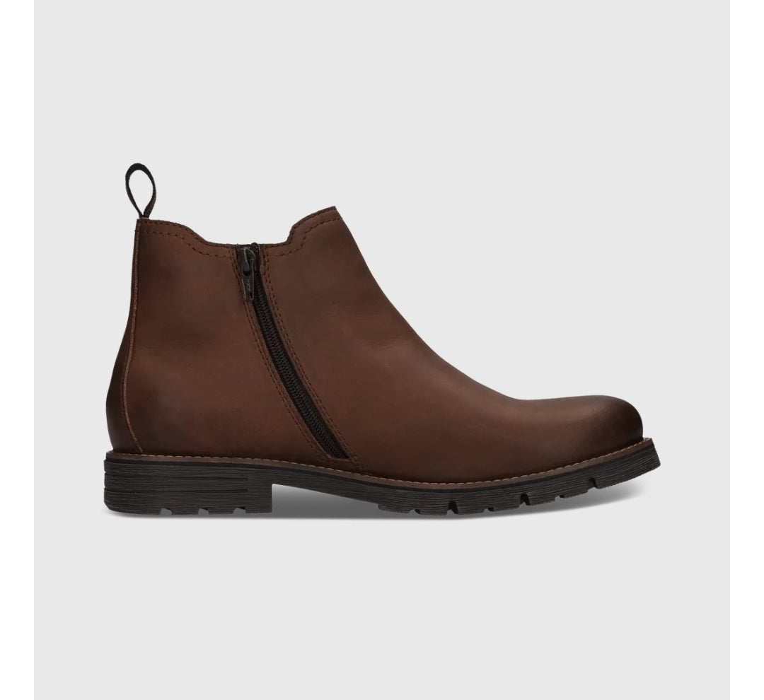 Jobar Cognac Leather Chelsea Boot with side zip