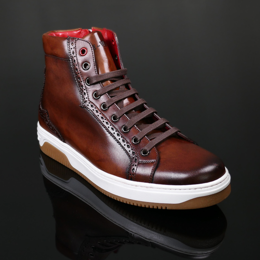 Jeffery West Apollo L061 Apolo Tormo Leather Hi-Top Trainer Washed Brown.