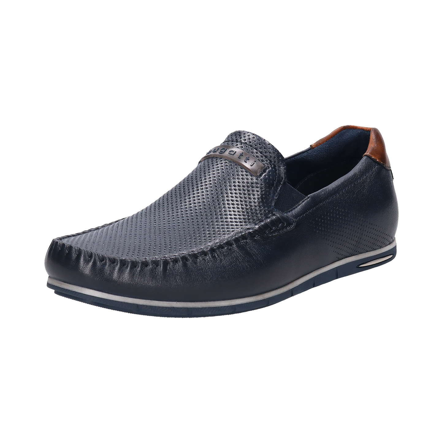 Leather Slip On Moccasin Dark Blue