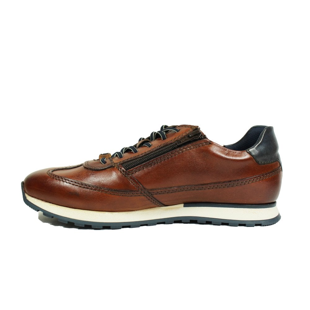 Lace Up Leather Sneaker Cognac