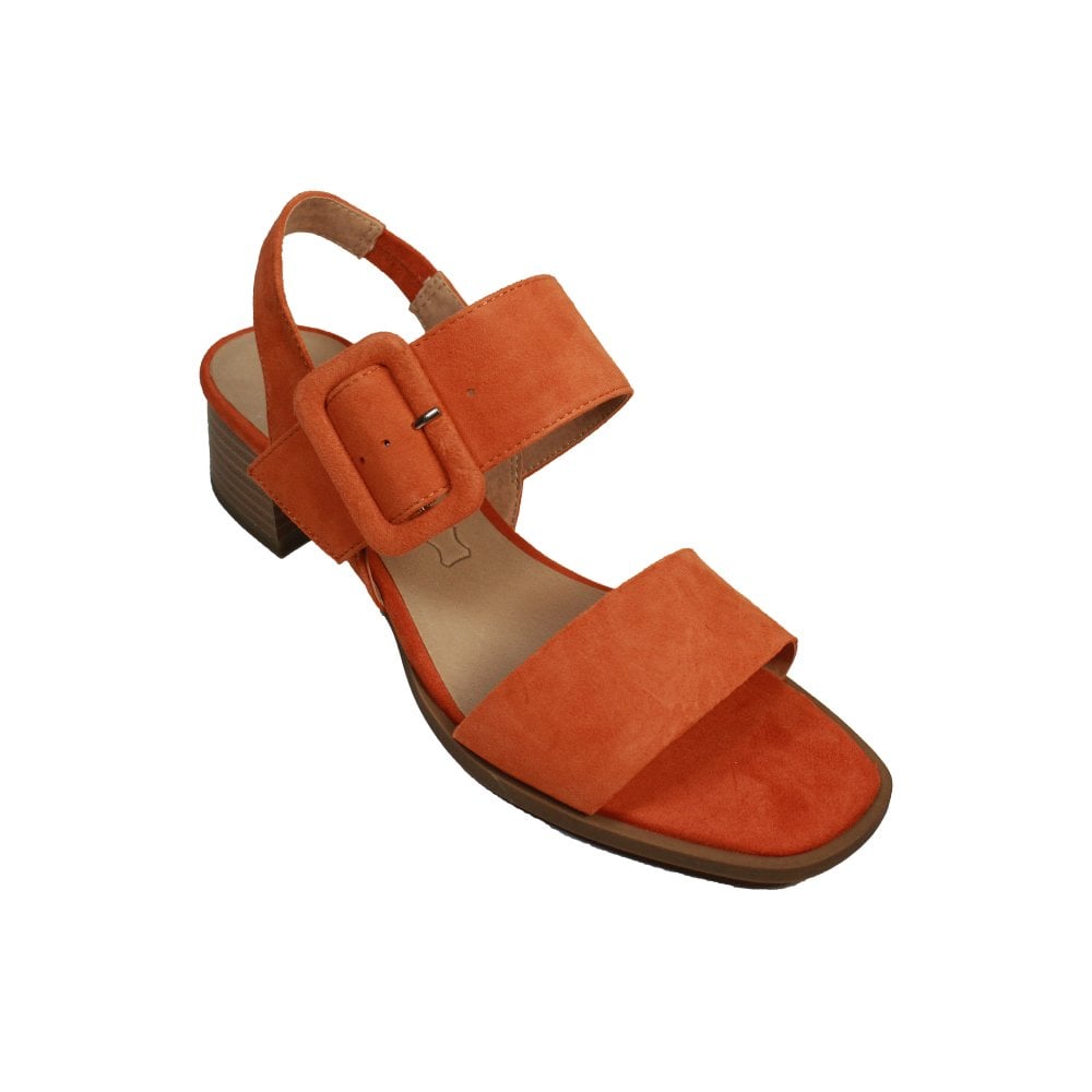 Caprice Orange Suede Block Heel Sandal. Only sizes 3.5 and 4 left.