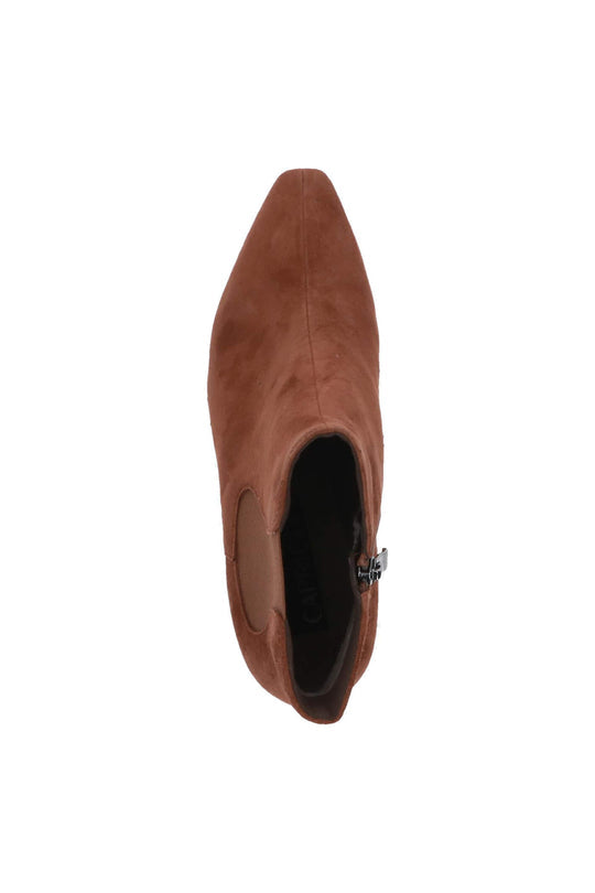 Caprice Cognac Suede Heeled Ankle Boot. Only size 4 left