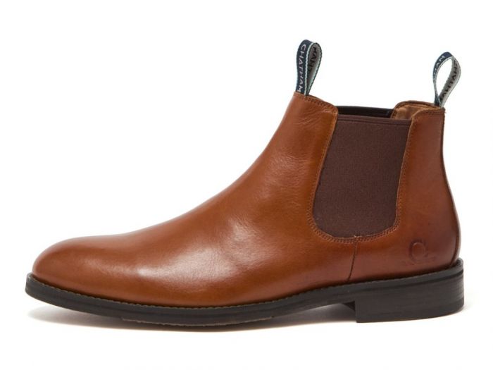 Exton - Premium Leather Dark Tan Chelsea Boots