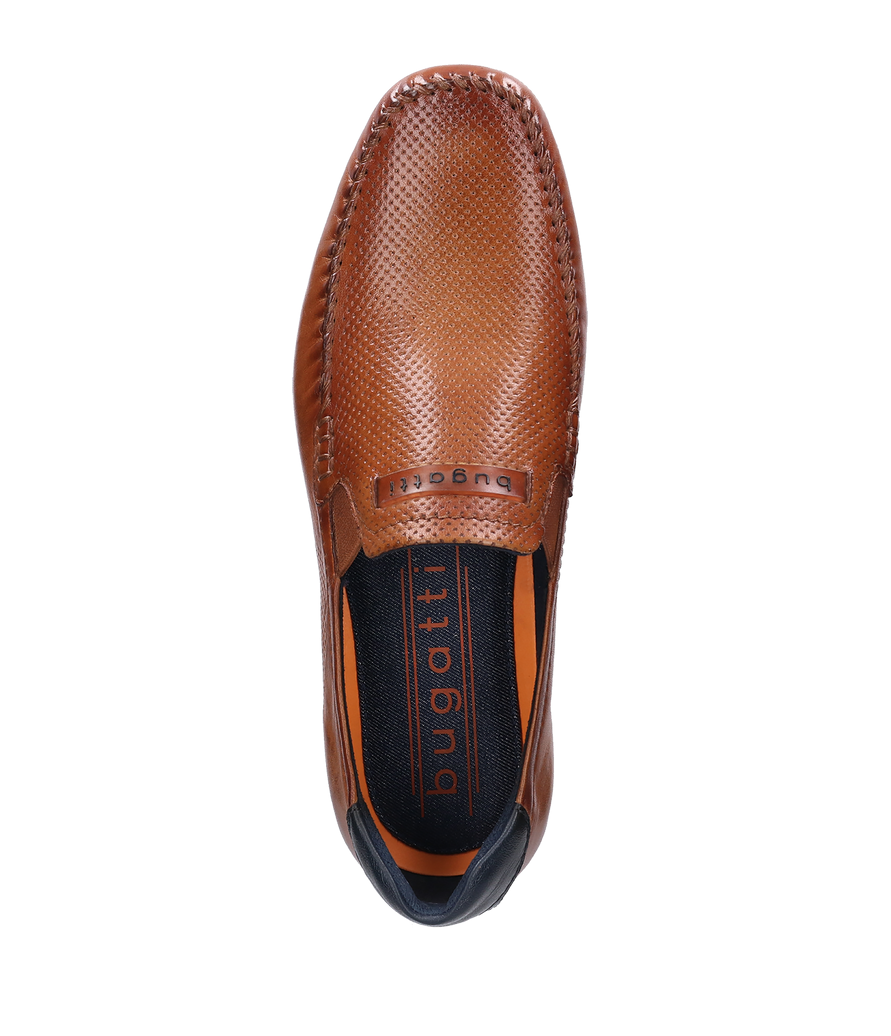 Leather Slip On Moccasin Cognac