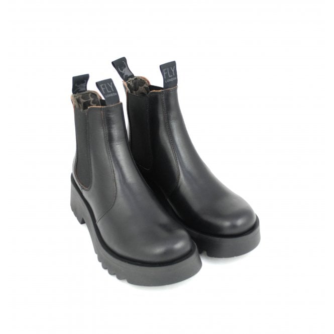 Fly London Medi789 Rug Black with Red stitching Chelsea boot.