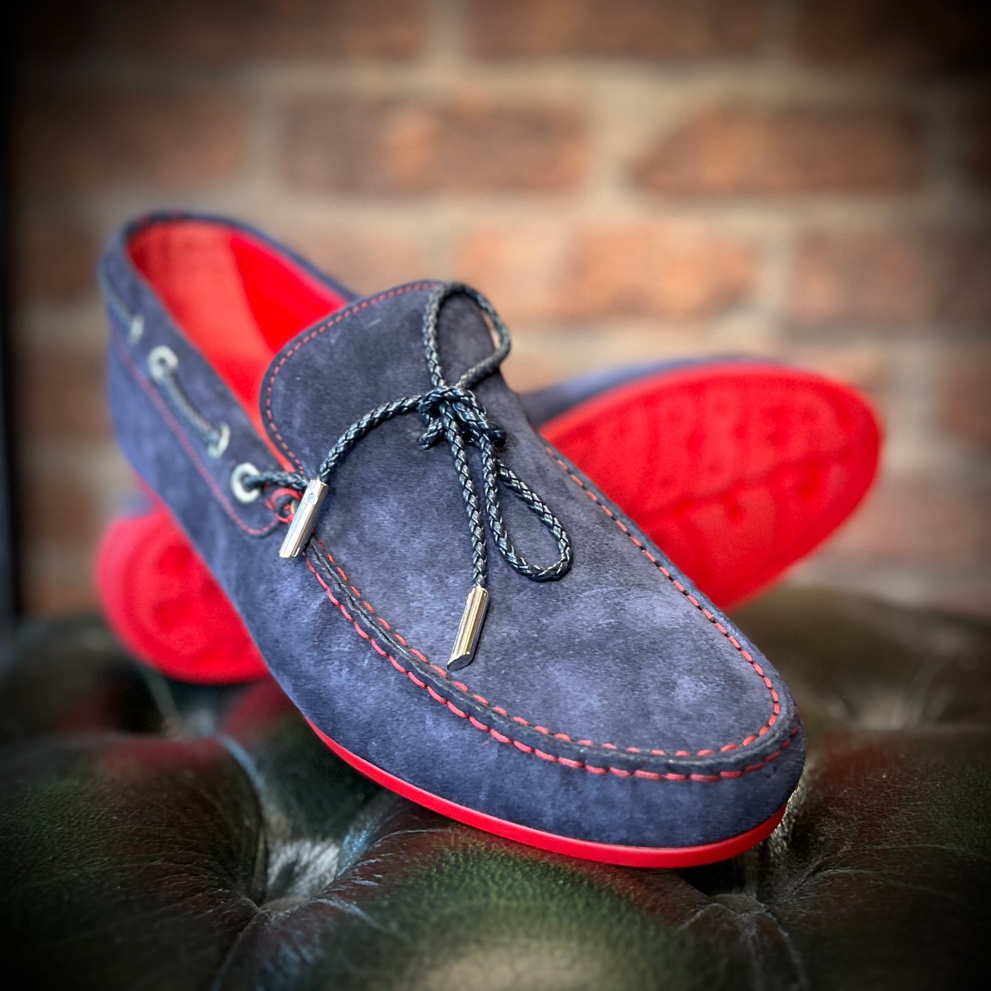 Jeffery West The Wag Suede Navy Red Sole