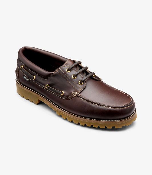 Loake Dark Brown Waxy Leather Boat Shoe