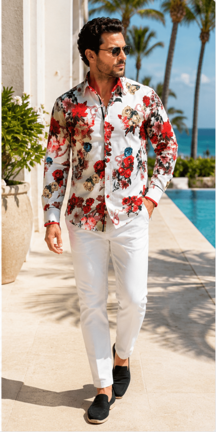White Roses Print shirt