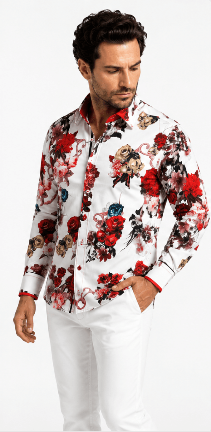 White Roses Print shirt