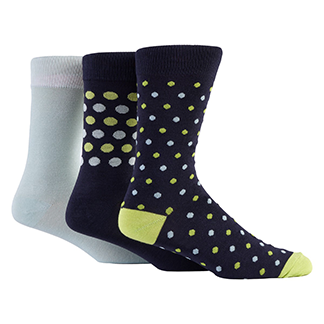Glenmuir 1891 Bamboo Socks, Jacquard Navy/Lime/Mint