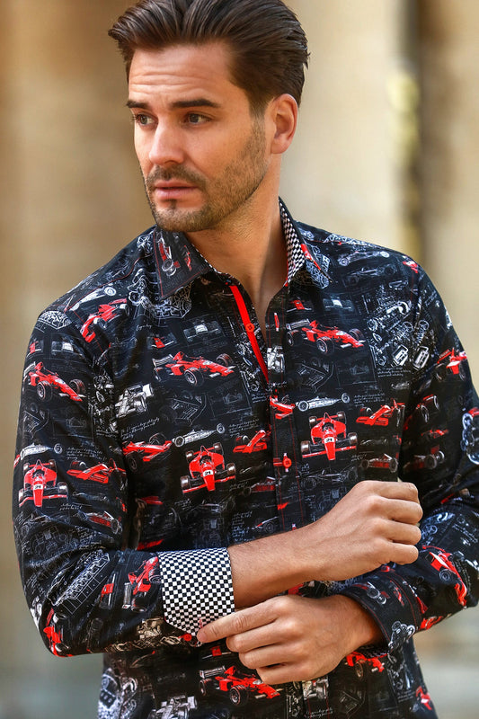Black F1 Cars Print Shirt - CP8033