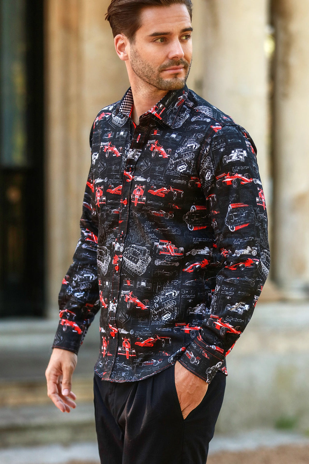 Black F1 Cars Print Shirt - CP8033