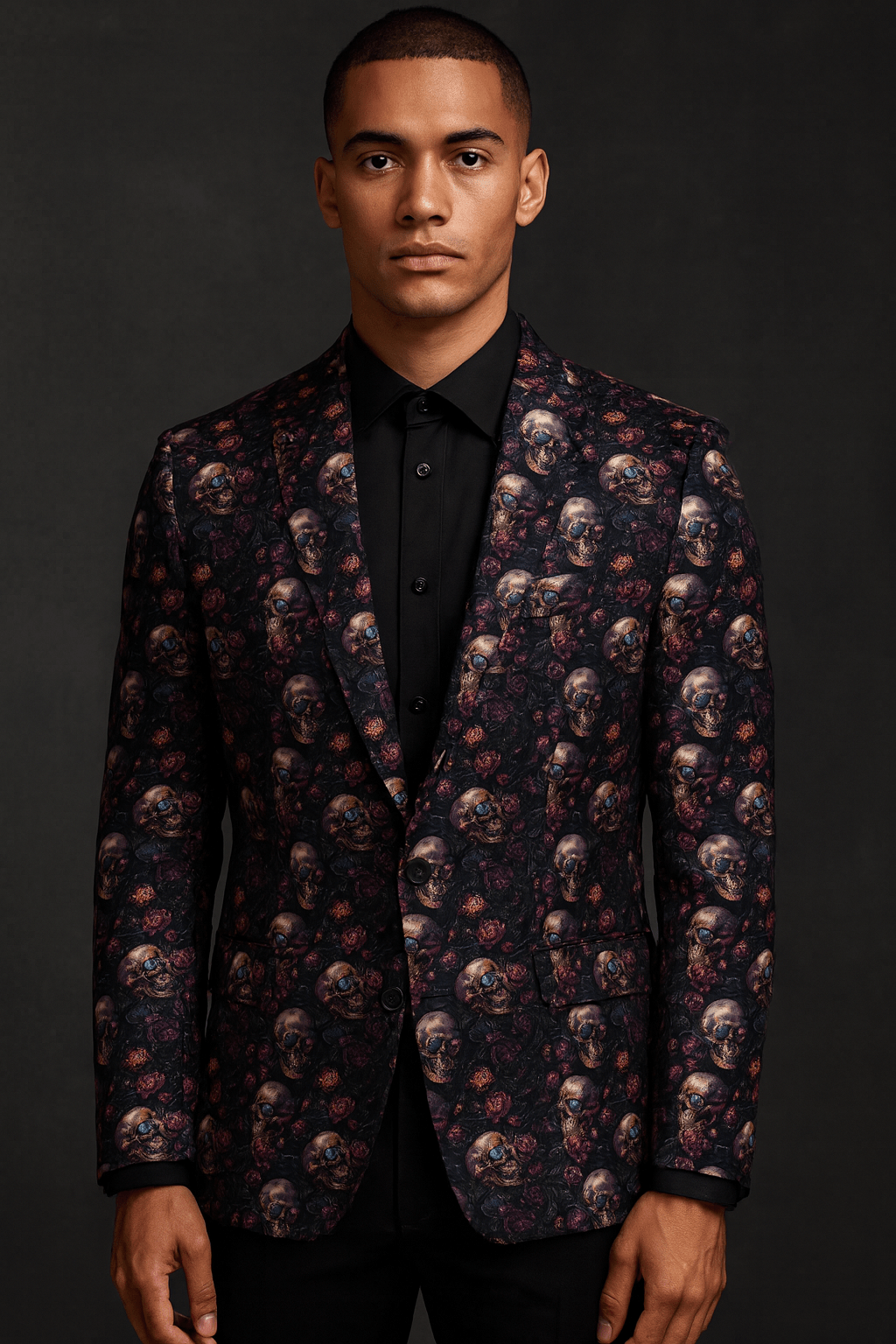 Purple Grey Skulls Floral Jacket - CP2537