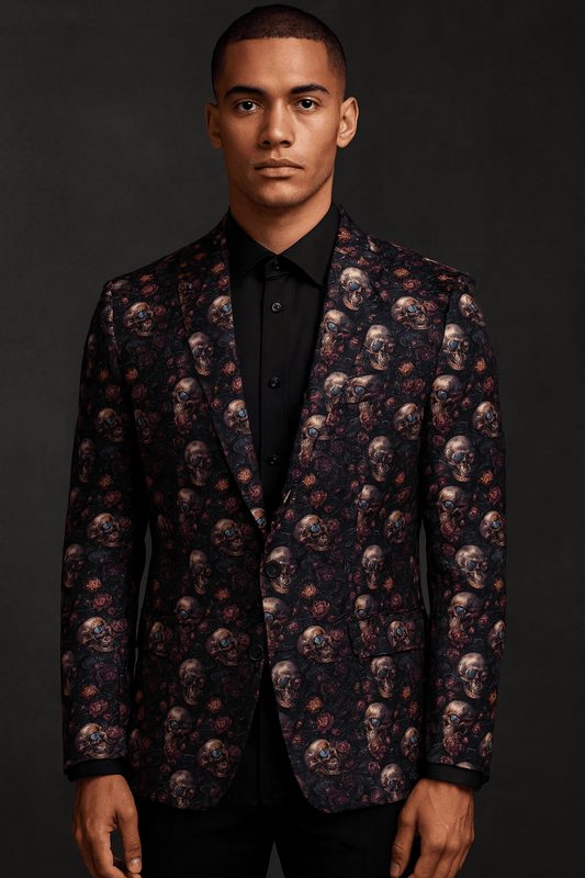 Purple Grey Skulls Floral Jacket - CP2537