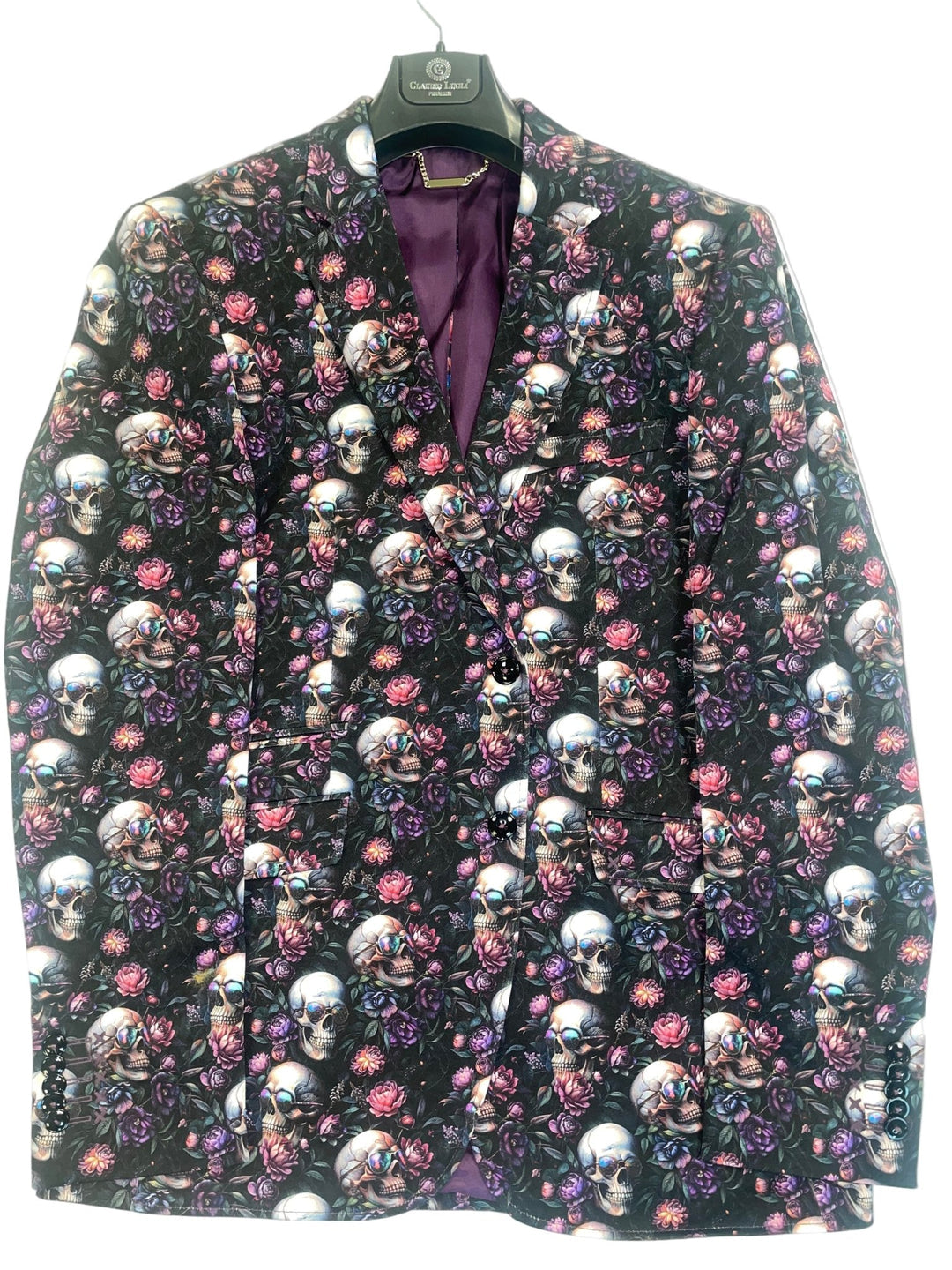 Purple Grey Skulls Floral Jacket - CP2537
