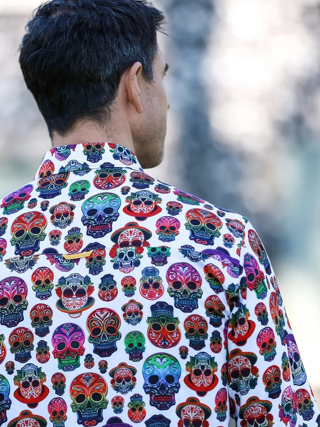 White Day of the Dead Skulls Print shirt