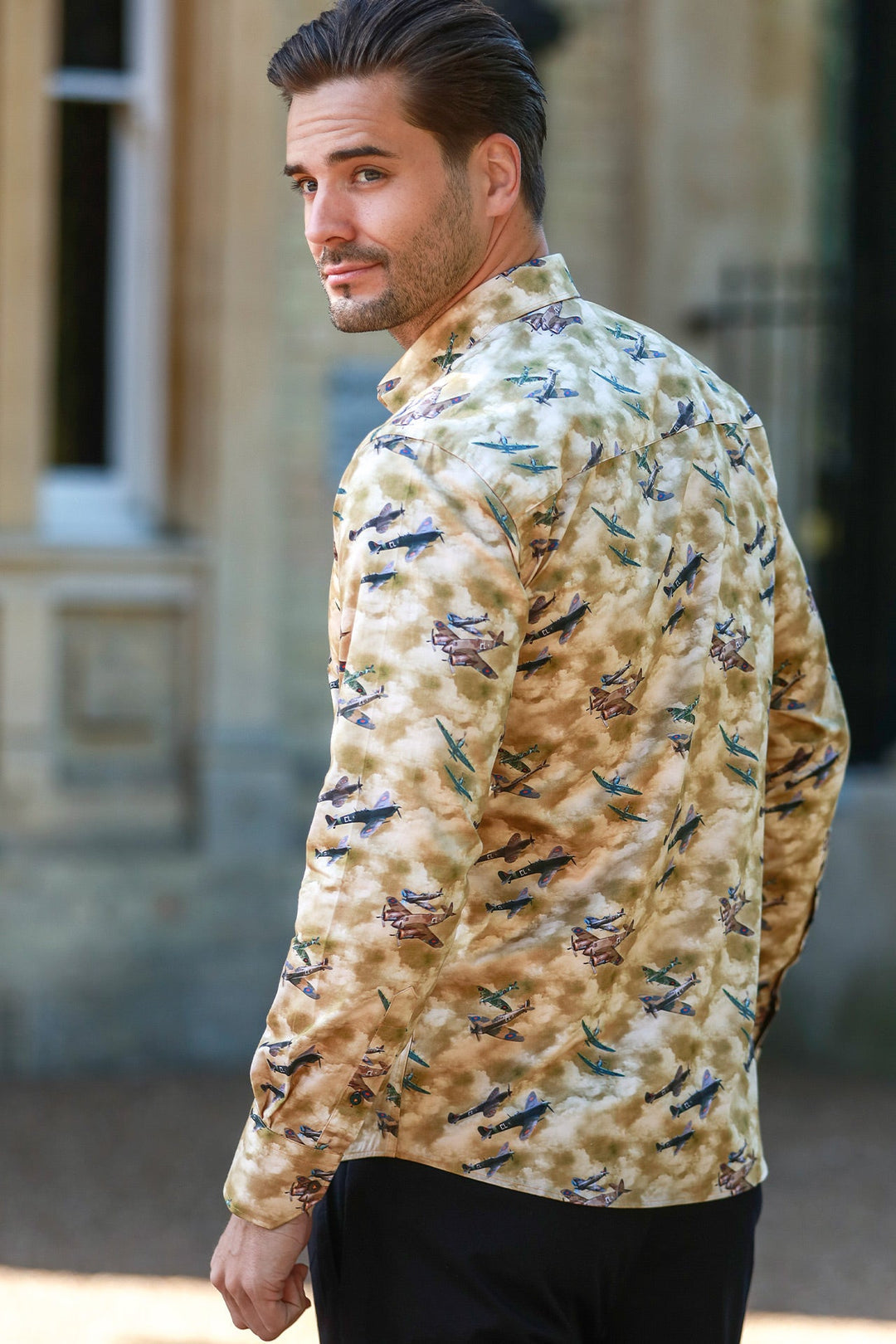 Spitfires Print Shirt. Brown/Sand - CP8026