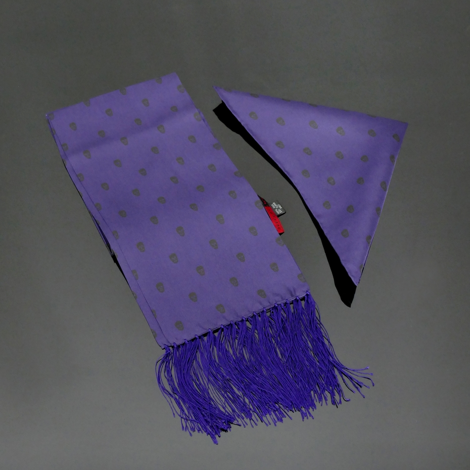 Jeffery West The Reaper Purple Silk Scarf & Pocket Square