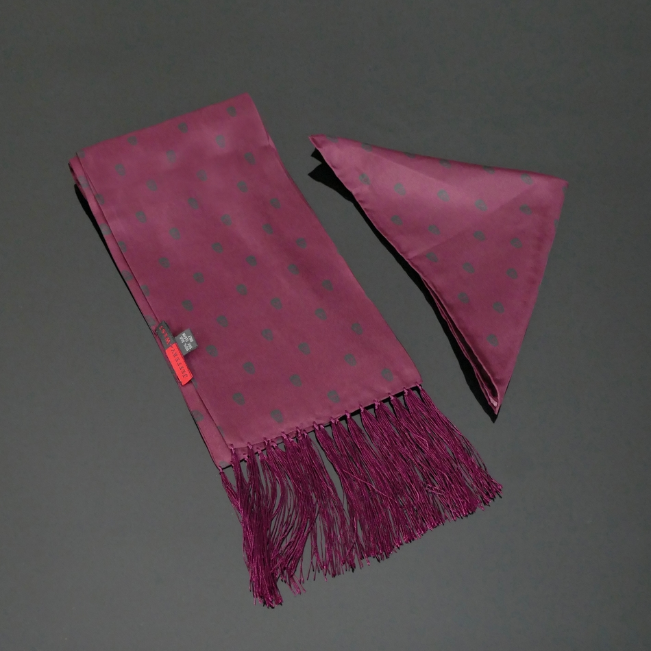 Jeffery West The Reaper Wine Red Silk Scarf & Pocket Square