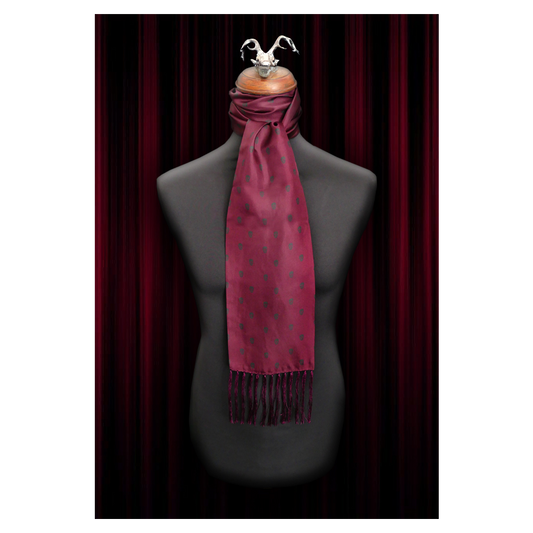 Jeffery West The Reaper Wine Red Silk Scarf & Pocket Square