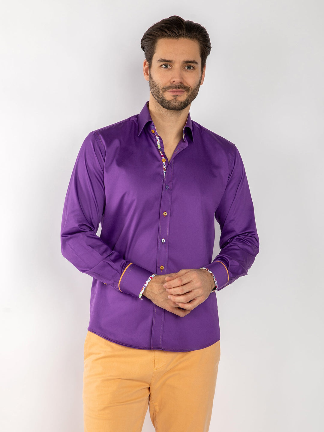 Detail Signature Plain Purple Shirt