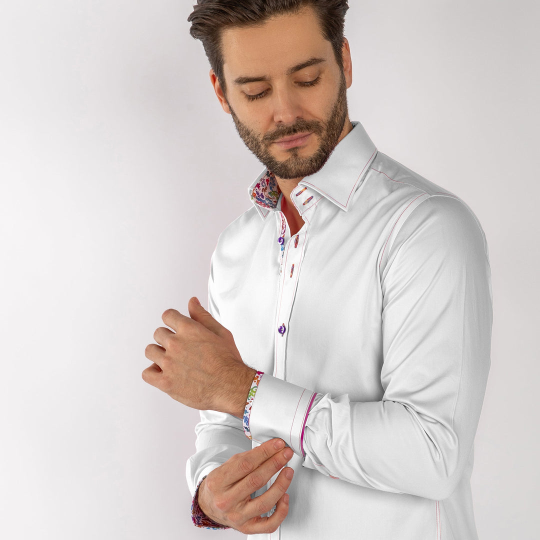 Detail Signature Plain White Shirt