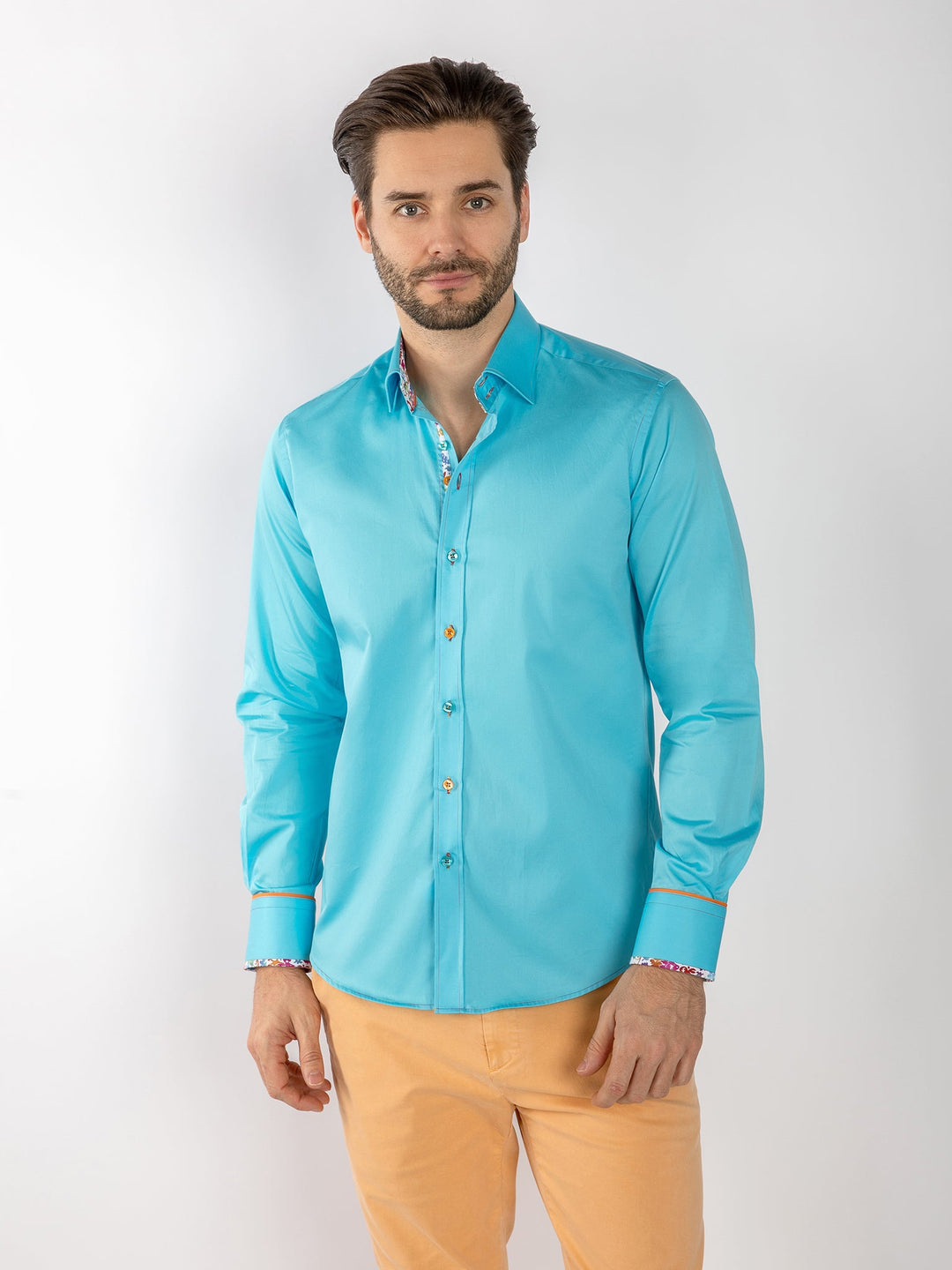 Detail Signature Plain Aqua Shirt