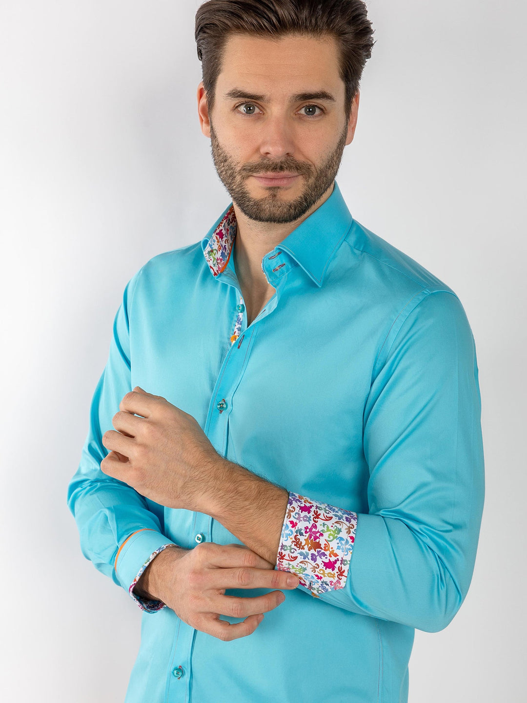 Detail Signature Plain Aqua Shirt