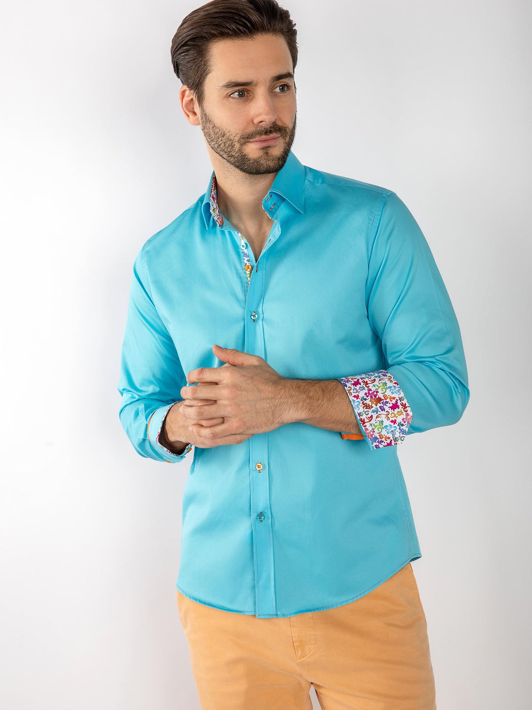 Detail Signature Plain Aqua Shirt