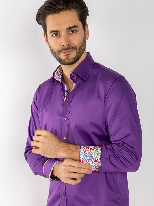 Detail Signature Plain Purple Shirt